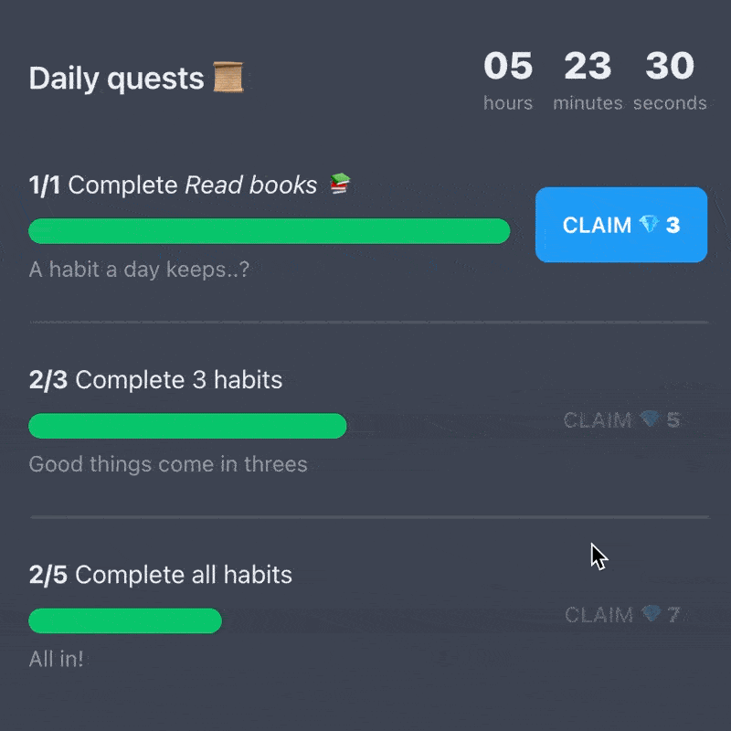 Demo of a daily reward claiming